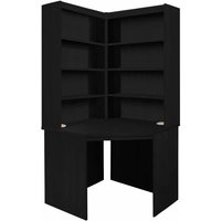 R White Corner Desk with OSO Hutch Set, Black Havana