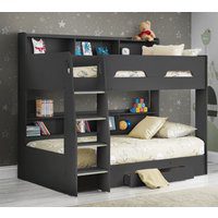 Orion - Single - Kids Bunk Bed - Storage - Dark Grey - Wooden - 3ft - Happy Beds