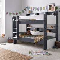 Oliver - Single - Storage Bunk Bed - Grey - Wooden - 3ft - Happy Beds