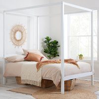 Mercia - King Size - Four-Poster Bed - White - Wooden - 5ft - Happy Beds