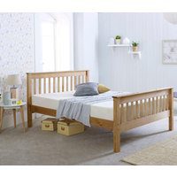 Somerset - Single - High Foot-End Bed - Waxed Pine - Wooden - High Foot-End Bed - 3ft - Happy Beds
