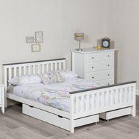 Shanghai - Small Double -White and Grey - Wood - 4ft - Happy Beds