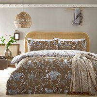 furn. Buckthorn Woodland Duvet Cover Set - Brown Polycotton - Size Super King