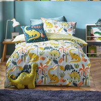furn. little Dinos Scandi Duvet Cover Set - Green Polycotton - Size Toddler