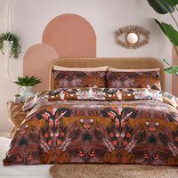 furn. Kaihalulu Jungle Reversible Duvet Cover Set - Berry Polycotton - Size Double