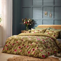 Wylder Nature House of Bloom Poppy Floral Duvet Cover Set - Sage Green - Size Double
