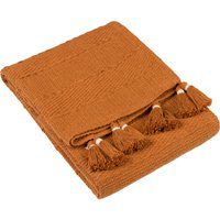 Yard Caliche Woven Textured Tasselled Throw - Ginger Cotton - One Size