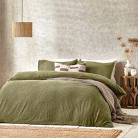 Yard Boucle Textured Duvet Cover Set - Olive - Size Single