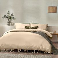 Yard Mallow Bowtie Cotton Duvet Cover Set - Beige - Size Single
