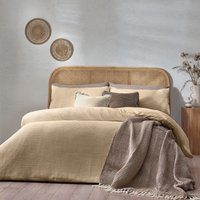 Yard Chunky Waffle 100% Cotton Duvet Cover Set - Beige - Size Single