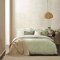 Yard Hebden Mélange Stripe Duvet Cover Set - Green Cotton - Size King