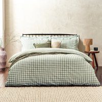 Yard Barton Check 100% Cotton Duvet Cover Set - Green - Size Single