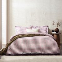 Yard Barton Check 100% Cotton Duvet Cover Set - Berry - Size King