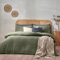 Yard Chunky Waffle 100% Cotton Duvet Cover Set - Light Green - Size Single