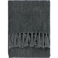 Yard Harri Herringbone Fringed Throw - Blue Cotton - Size 130 cm x 180 cm