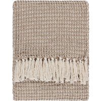 Yard Lorne Waffle Fringed Throw - Beige Cotton - Size 150 cm x 200 cm