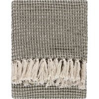 Yard Lorne Waffle Fringed Throw - Green Cotton - Size 150 cm x 200 cm