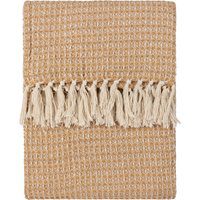 Yard Lorne Waffle Fringed Throw - Honey Cotton - Size 150 cm x 200 cm