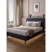 Xr Living Maisie Fabric Bed Frame With Underframe Lighting - Navy