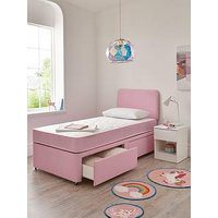 Airsprung Megan Kids Storage Divan With Mattress And Headboard - Pink