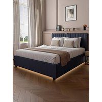Xr Living Maisie Fabric Ottoman Bed With Underframe Lighting - Navy
