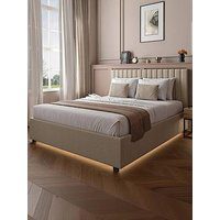 Xr Living Maisie Fabric Ottoman Bed With Underframe Lighting - Natural
