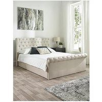 Aspire Chesterfield Linen Ottoman Side Storage Bed - Super King