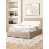 Aspire Garland Natural Linen Adjustable Bed And Mattress - King
