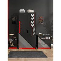 X Rocker Octane 3 Piece Furniture Set &Ndash; Bedside Table, Chest, And Wardrobe - Red