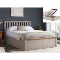 ASC Sydney 4ft Small Double Pearl Grey Wooden Ottoman Bed Frame