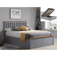 ASC Sydney 5ft King Size Stone Grey Wooden Ottoman Bed Frame