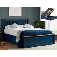 ASC Sydney 5ft King Size Navy Blue Wooden Ottoman Bed Frame