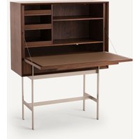 Killem Satin Nickel & Walnut Secretary Desk