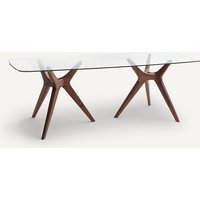 Maricielo Rectangular Glass & Walnut Table