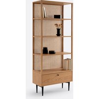 Noya Oak & Rattan Cane Bookcase