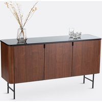 Helina 3-Door Walnut Veneer & Glass Sideboard