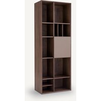 Mikube Walnut Bookcase with Leather Door