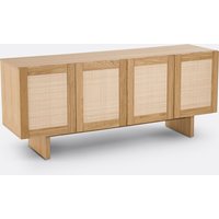 Arty 4-Door Oak Veneer & Rattan Cane 4-Door Sideboard