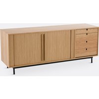 Strio Oak Veneer Sideboard with Sliding Doors