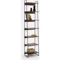 Watford 220cm High Steel and Walnut 7-Shelf Bookcase